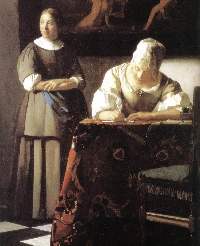 VERMEER VAN DELFT, Jan Lady Writing a Letter with Her Maid (detail)  ert China oil painting art